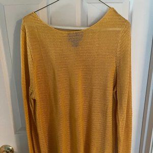 Tahari Linen Sweater, Lightweight woven with open neckline, loose fit Size XL